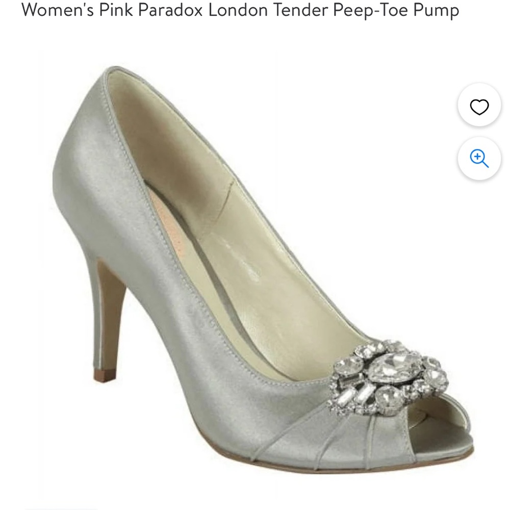 Pink Paradox London Peep-Toe Pump (Taupe Satin)